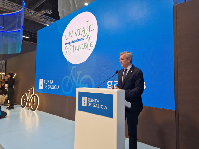 El presidente de la Xunta, Alfonso Rueda, en un acto en Fitur.