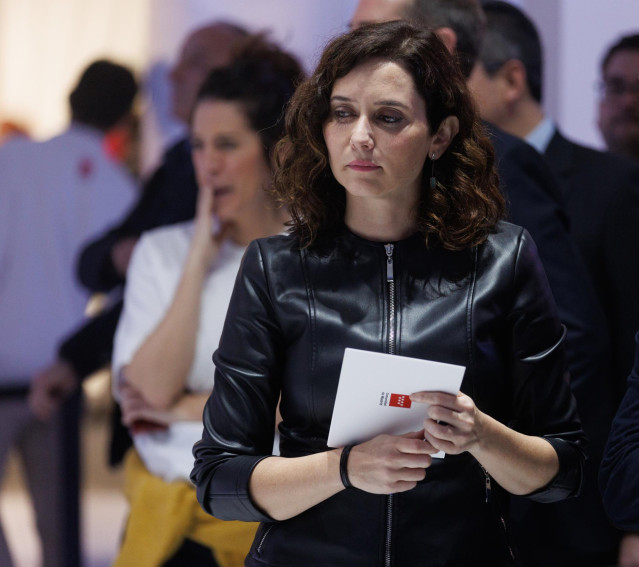 La presidenta de la Comunidad de Madrid, Isabel Díaz Ayuso, en el acto de celebración del Día de Madrid en Fitur 2023