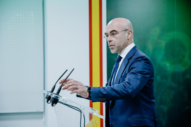 El portavoz del Comité de Acción Política de Vox, Jorge Buxadé, durante una rueda de prensa en la sede del partido, a 9 de enero de 2023, en Madrid (España).