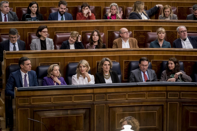 El presidente del Gobierno, Pedro Sánchez, durante una sesión en el Congreso de los Diputados