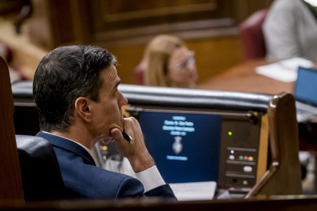 El presidente del Gobierno, Pedro Sánchez, durante una sesión plenaria en el Congreso de los Diputados