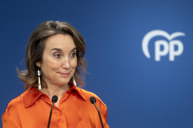 La secretaria general del PP y portavoz del Grupo Popular en el Congreso de los Diputados, Cuca Gamarra, durante una rueda de prensa, en la sede nacional del PP, a 26 de enero de 2023, en Madrid (España). Durante la rueda de prensa, Cuca Gamarra, ha infor