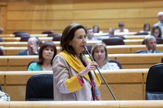 Archivo - La ministra de Defensa, Margarita Robles, interviene en una sesión de control al Gobierno en el Senado, a 24 de mayo de 2022, Madrid (España). El Grupo Parlamentario Nacionalista pide hoy al Ejecutivo 