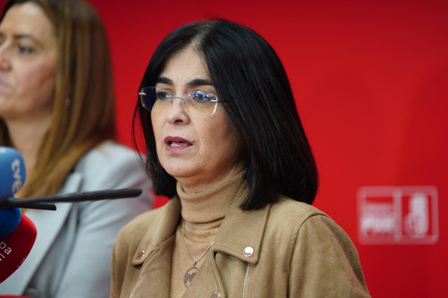 La ministra de Sanidad, Carolina Darias, durante una comparecencia pública, a 17 de enero de 2023, en Salamanca