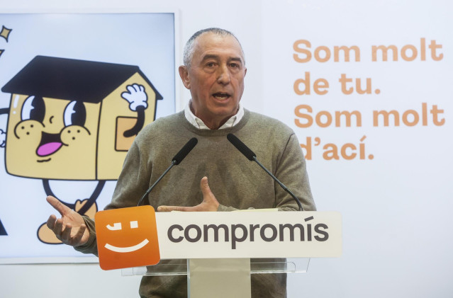 El portavoz y diputado de Compromís en el Congreso de los Diputados, Joan Baldoví, en rueda de prensa