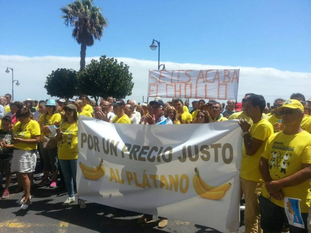 Manifestación en defensa del plátano de La Palma