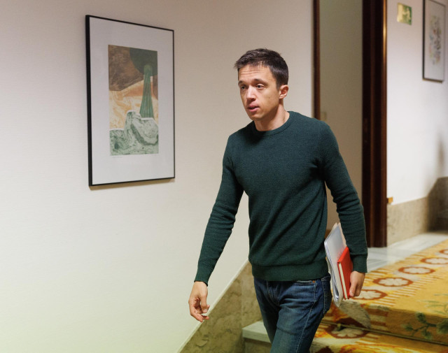 El líder de Más País, Iñigo Errejón, a su salida de la reunión de la Junta de Portavoces