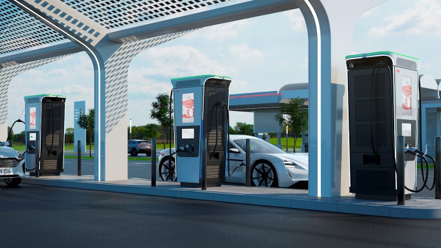 Renderización de los cargadores de la suiza ABB E-mobility