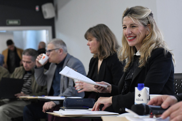 La vicepresidenta segunda del Gobierno y ministra de Trabajo y Economía Social, Yolanda Díaz, en un acto de Sumar llamado ‘Ideas para una década progresista’ en la Universidad Carlos III de Madrid, a 1 de febrero de 2023, en Madrid (España).