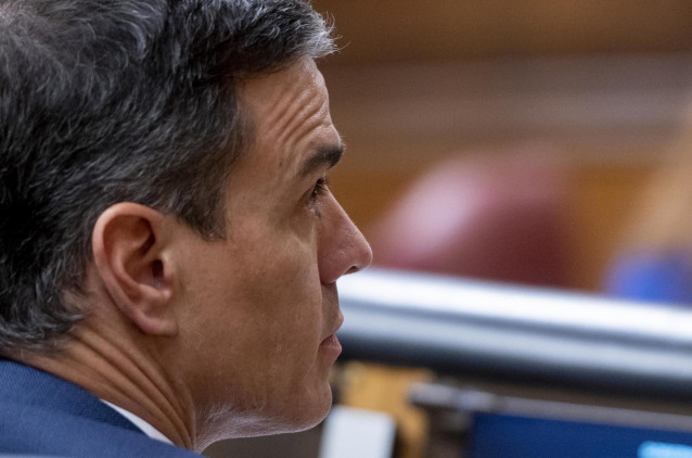 El presidente del Gobierno, Pedro Sánchez, en el Pleno del Congreso de los Diputados.