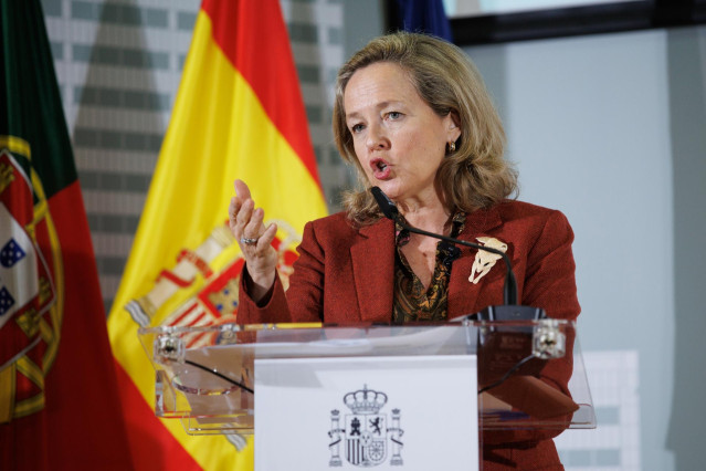 La vicepresidenta primera y ministra de Asuntos Económicos y Transformación Digital, Nadia Calviño, interviene en el evento 'Economic priorities for Europe in 2023', a 6 de febrero de 2023, en Madrid (España). Durante el debate, han conversado sobre los r