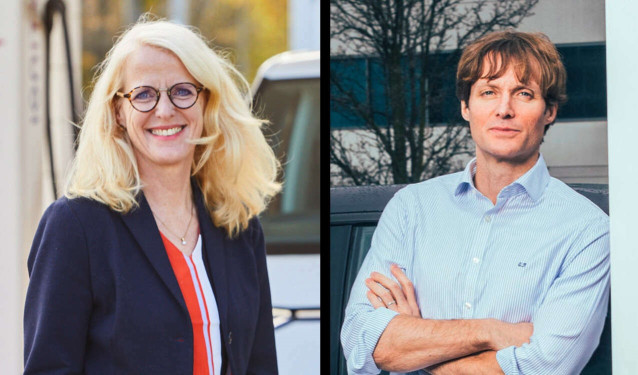 De izquierda a derecha: Elke Temme y Giovanni Palazzo, nuevo vicepresidente del área de Carga y Energía del grupo Volkswagen.