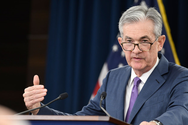 Archivo - El presidente de la Fed, Jerome Powell, durante una rueda de prensa.