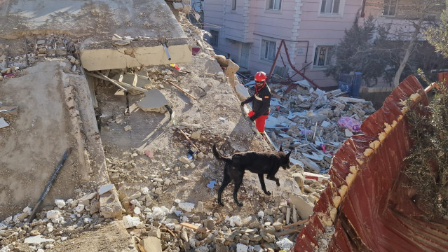 Miembro de la Unidad Militar de Emergencias (UME) en Islahiye (Ganzitep), Turquía, en labores de búsqueda y rescate tras el terremoto