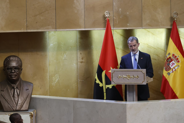 El Rey Felipe VI interviene ante la Asamblea Nacional de Angola durante su visita de Estado