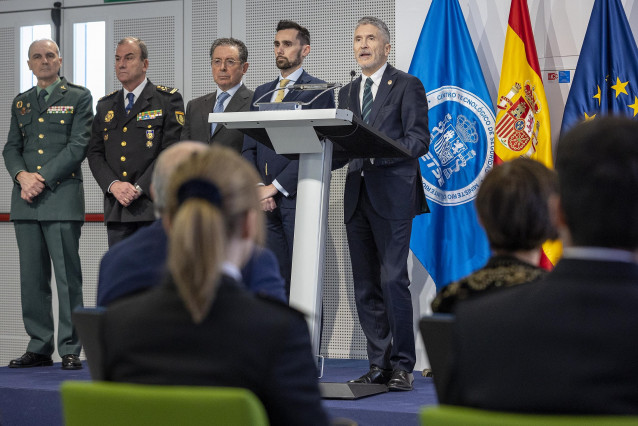 El ministro del Interior, Fernando Grande-Marlaska, en la presentación de la campaña con nuevas medidas contra la ciberdelincuencia
