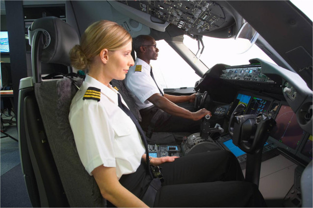 Archivo - Pilotos en simulador de vuelo