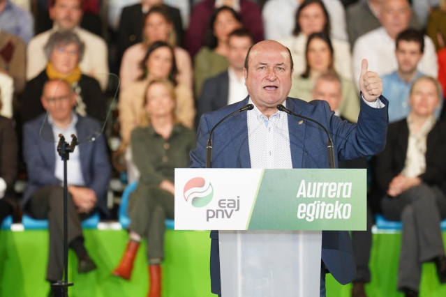 El presidente del EBB del PNV, Andoni Ortuzar, este dómingo en Barakaldo