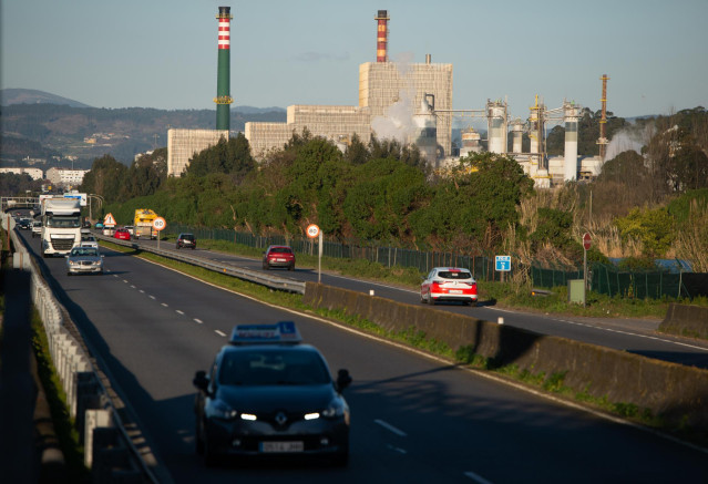 El complejo industrial de Ence en la Ría de Pontevedra, a 7 de febrero de 2023, en Pontevedra, Galicia (España). La sección quinta de la Sala de lo Contencioso-Administrativo del Tribunal Supremo ha estimado los recursos presentados por Ence y otras entid
