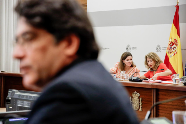 Archivo - En primer plano, el consejero de Transportes e Infraestructuras de la Comunidad de Madrid, David Pérez, y en segundo plano, la ministra de Transportes, Movilidad y Agenda Urbana, Raquel Sánchez, durante la reunión de la Conferencia Sectorial de