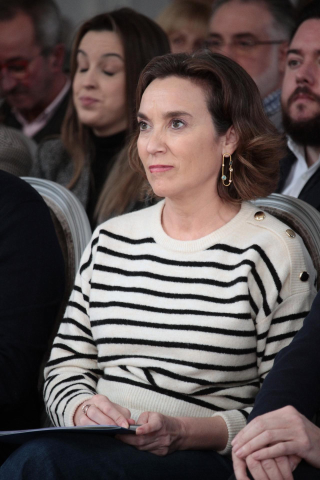La secretaria general del Partido Popular, Cuca Gamarra, durante la reunión de la Junta Directiva Regional del Partido Popular de La Rioja, a 18 de febrero de 2023, en Logroño, La Rioja (España).
