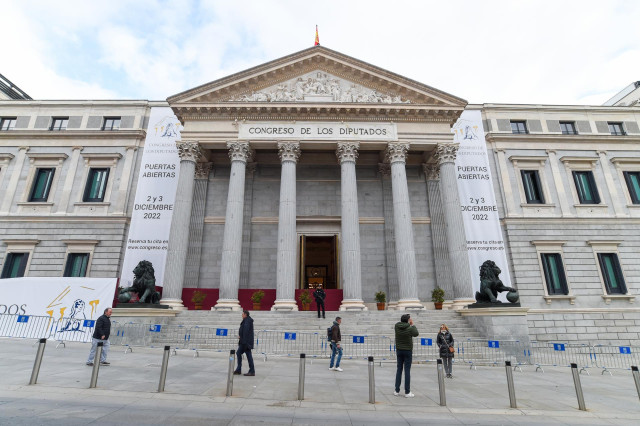 Archivo - Fachada del Congreso de los Diputados por las Jornadas de Puertas Abiertas, a 2 de diciembre de 2022, en Madrid (España).