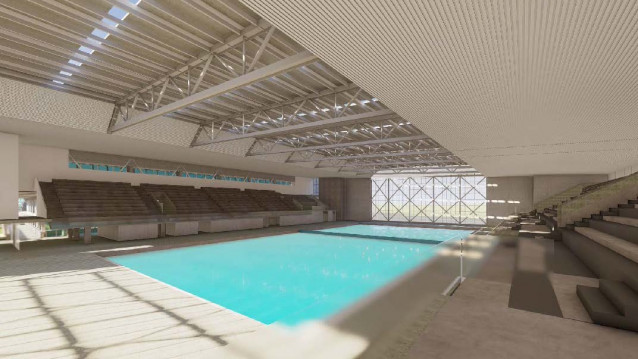 Imagen virtual de la piscina de competición del Centro Acuático Estadio Nacional de Chile