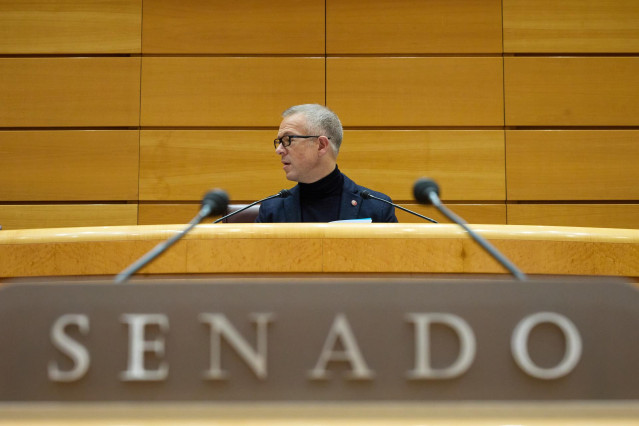 El presidente del Senado, Ander Gil, durante una sesión plenaria en el Senado, a 9 de febrero de 2023, en Madrid (España).