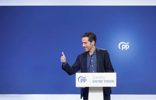 El portavoz de Campaña del PP, Borja Sémper, durante una rueda de prensa en la sede del partido.