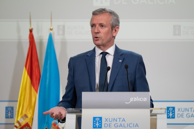 El presidente de la Xunta, Alfonso Rueda, en rueda de prensa tras el Consello.