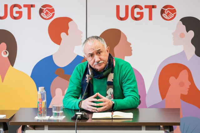 El secretario general de UGT, Pepe Álvarez, en su comparecencia de este viernes