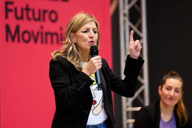 La vicepresidenta segunda y ministra de Trabajo y Economía Social, Yolanda Díaz, en un acto de Sumar en Santander.