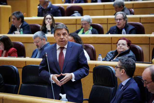 Archivo - El ministro de Agricultura, Pesca y Alimentación, Luis Planas, interviene durante una sesión de control al Gobierno en el Senado,