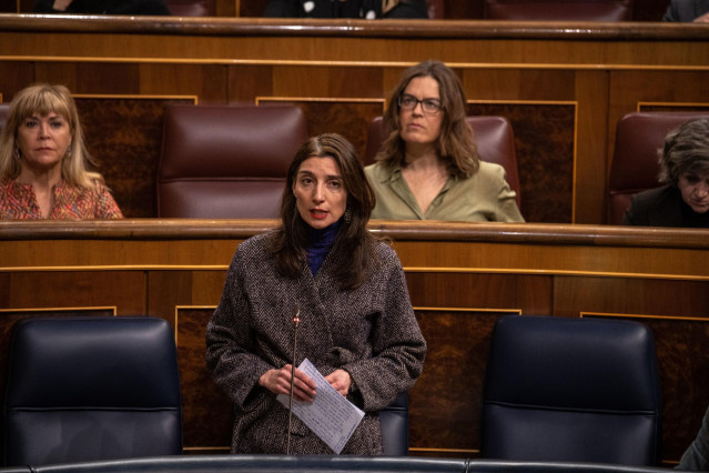 a ministra de Justicia, Pilar Llop, interviene durante una sesión de control al Gobierno, en el Congreso de los Diputados, a 8 de febrero de 2023, en Madrid (España). Durante las sesión de control al Gobierno, Sánchez responde a preguntas sobre su respons