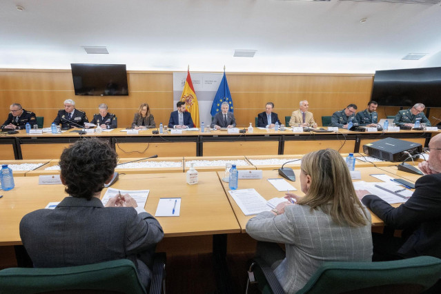 El ministro del Interior, Fernando Grande-Marlaska, en la primera reunión del dispositivo de seguridad para la Presidencia de la UE