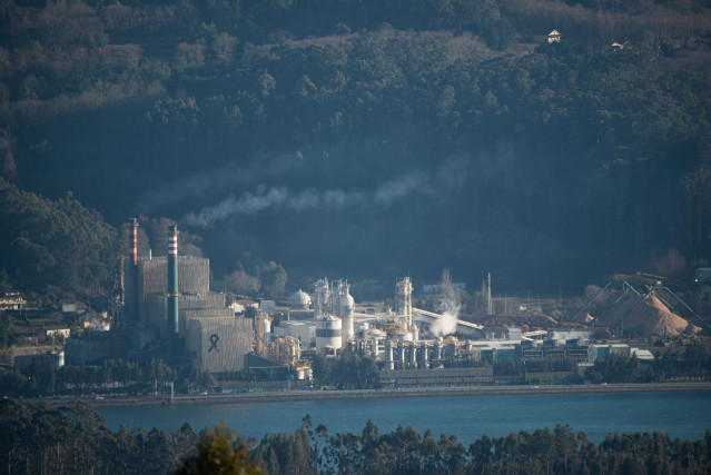 El complejo industrial de Ence en la Ría de Pontevedra, a 7 de febrero de 2023, en Pontevedra, Galicia (España). La sección quinta de la Sala de lo Contencioso-Administrativo del Tribunal Supremo ha estimado los recursos presentados por Ence y otras entid