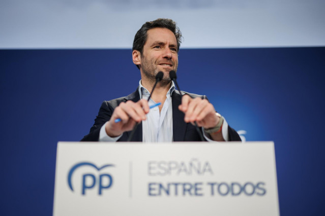 El portavoz del comité de campaña del PP, Borja Sémper, durante una rueda de prensa posterior a la reunión del Comité de Dirección del Partido Popular, a 13 de febrero de 2023, en Madrid (España).
