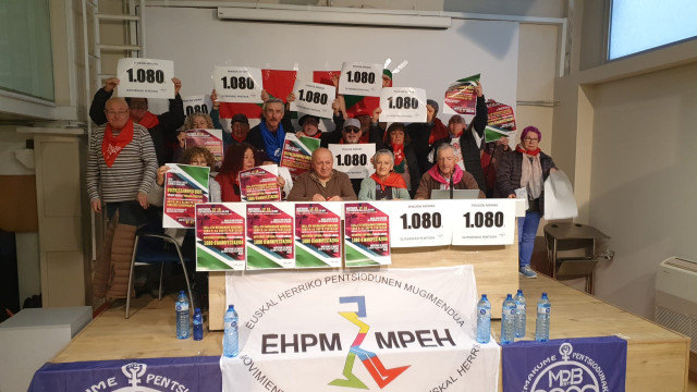 El Movimiento de Pensionistas de Euskal Herria presenta una semana de movilizaciones para demandar una pensión mínima de 1.080 euros.