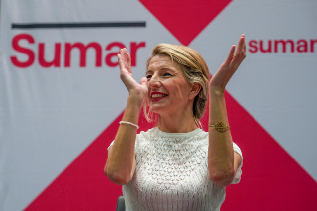 La vicepresidenta segunda del Gobierno y ministra de Trabajo y Economía Social, Yolanda Díaz, durante acto de escucha de su proyecto Sumar en Andalucía a 19 de marzo del 2023 en Sevilla. Andalucía.