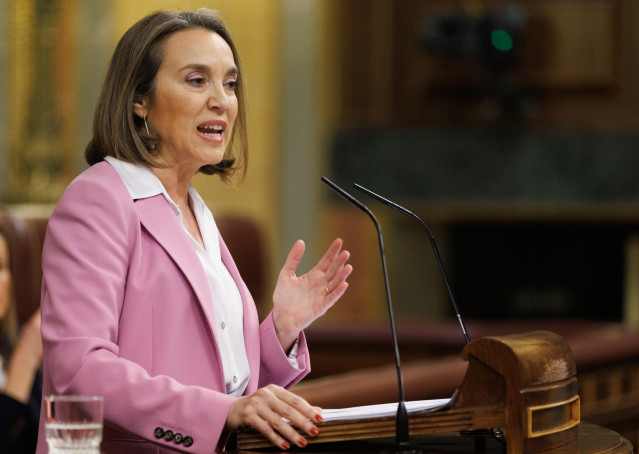 La portavoz del PP en el Congreso, Cuca Gamarra, interviene durante la segunda sesión de la moción de censura, en el Congreso de los Diputados, a 22 de marzo de 2023, en Madrid (España). El Salón de Plenos del Congreso acoge la segunda sesión y posterior