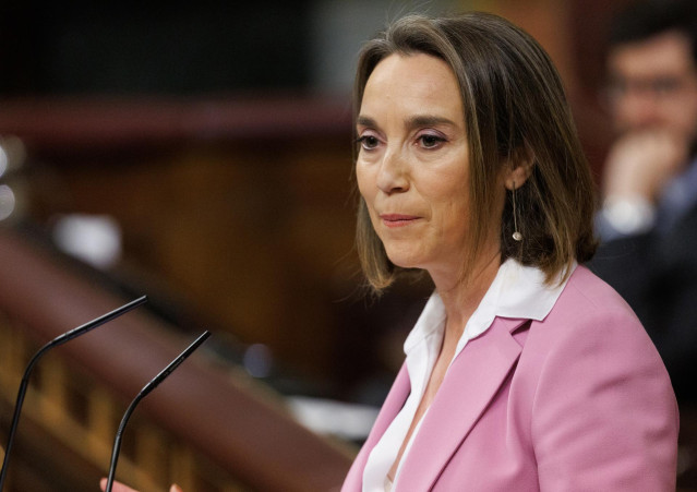 La portavoz del PP en el Congreso, Cuca Gamarra, interviene durante la segunda sesión de la moción de censura, en el Congreso de los Diputados, a 22 de marzo de 2023, en Madrid (España). El Salón de Plenos del Congreso acoge la segunda sesión y posterior