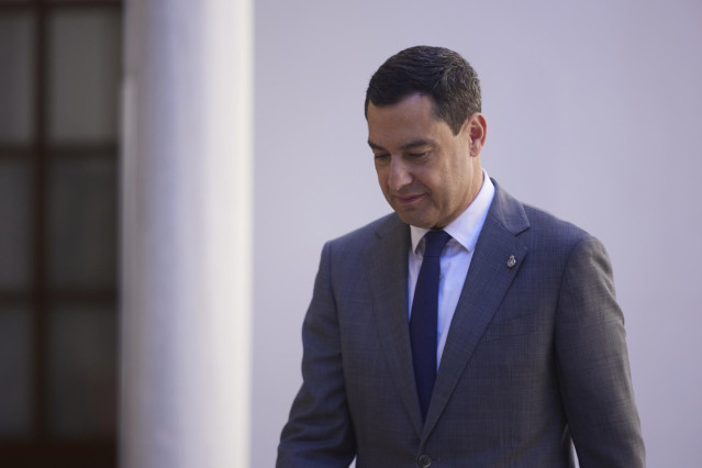 El presidente de la Junta de Andalucía, Juanma Moreno, ayer miércoles en el Parlamento