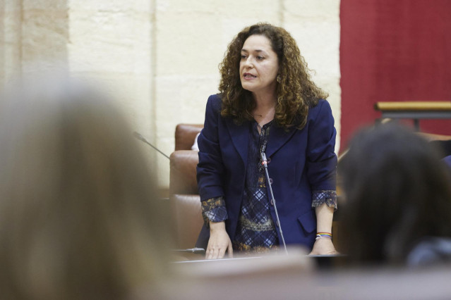 La portavoz del Grupo Por Andalucía, Inmaculada Nieto, en la sesión de control al Gobierno del jueves 23 de marzo.