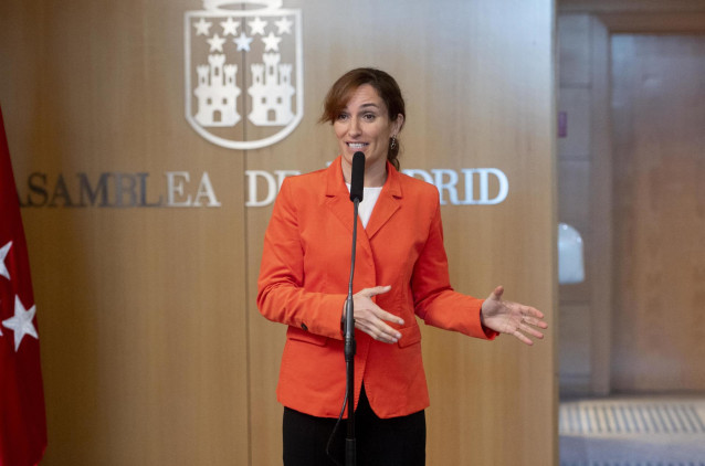 Archivo - La portavoz de Más Madrid en la Asamblea y candidata a la Presidencia regional, Mónica García, ofrece una rueda de prensa previa al pleno en la Asamblea de Madrid