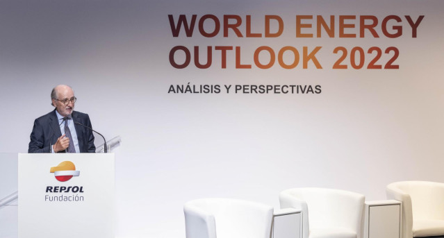 El Presidente de Repsol, Antonio Brufau, en la clausura de la presentación del informe WEO.