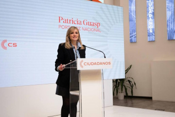 Archivo - La portavoz nacional de Ciudadanos, Patricia Guasp, en rueda de prensa desde la sede nacional del partido.
