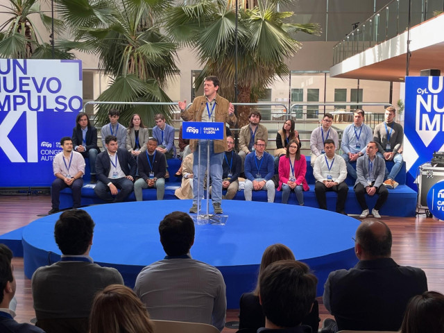 El presidente del PP de Castilla y León, Alfonso Fernández Mañueco, durante el Congreso de NNGG