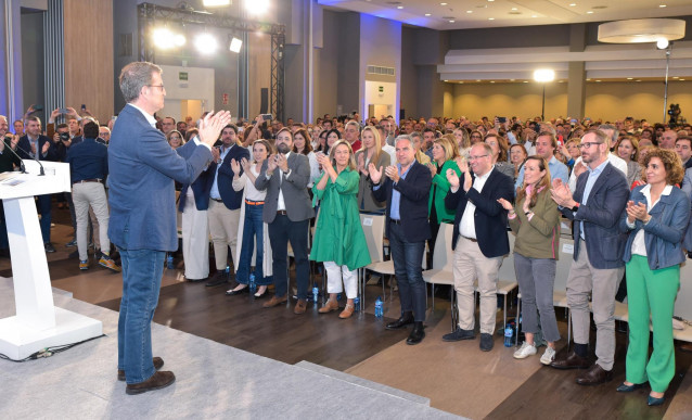 El presidente nacional del PP Alberto Núñez Feijóo en un acto en Guadalajara