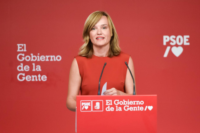 Archivo - La ministra de Educación y Formación Profesional y portavoz del partido socialista (PSOE), Pilar Alegría, comparece en rueda de prensa en la sede de su partido, a 19 de septiembre de 2022, en Madrid, (España). La portavoz de la Comisión Ejecutiv