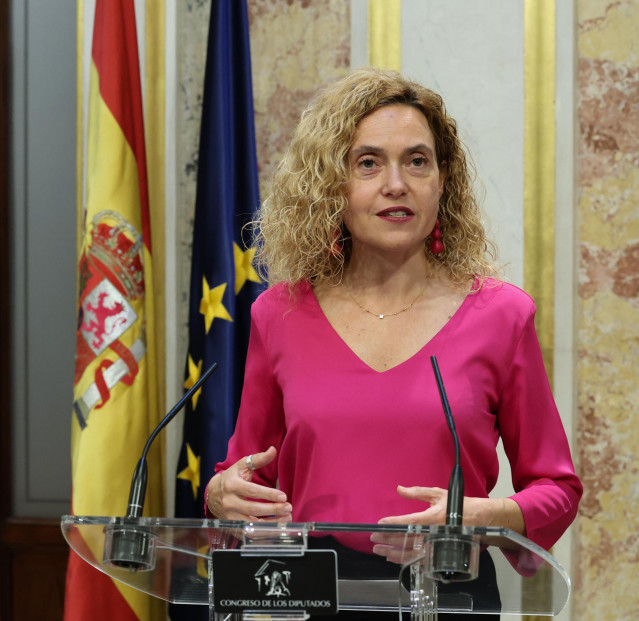 La presidenta del Congreso, Meritxell Batet, ofrece declaraciones a los medios en el Congreso de los Diputados.